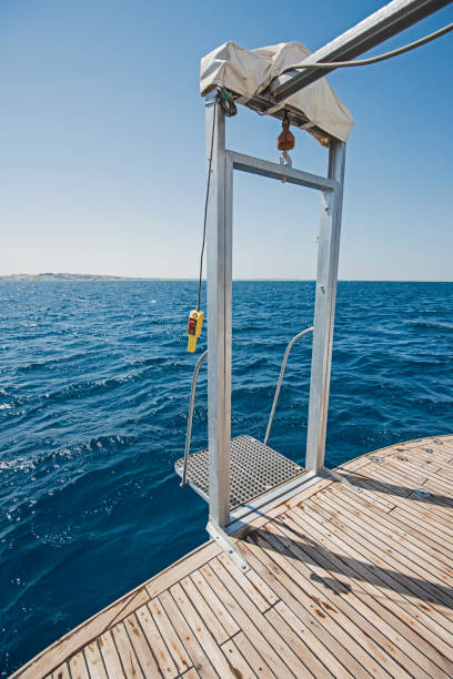 istock Ladders on the back deck of a luxury motor yacht 1169534953