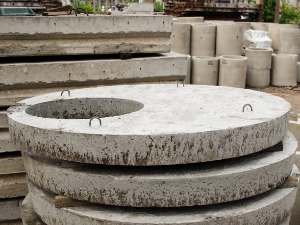 istock Reinforced concrete products, finished goods warehouse. 1169537885