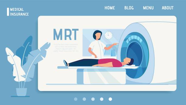 illustrations, cliparts, dessins animés et icônes de la page d'atterrissage de l'assurance médicale offre un diagnostic de trm - scientific imaging technique illustrations