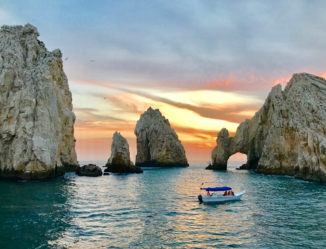 Cabo San Lucas arch lovers beach with sunset boat ride