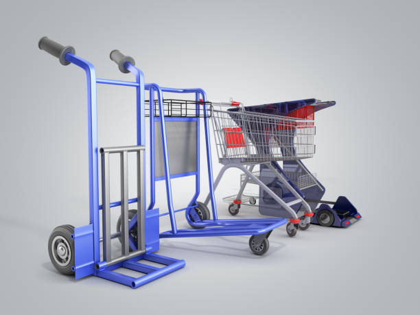 istock a set of supermarket trolleys for different loads 3d render on grey gradient 1169546305