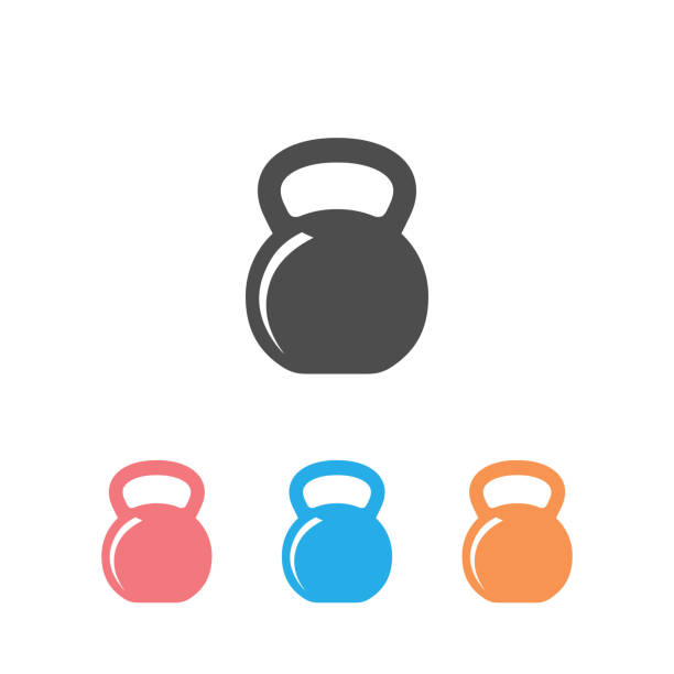 kettlebell vektor-set-symbol auf weiß - kugelhantel stock-grafiken, -clipart, -cartoons und -symbole