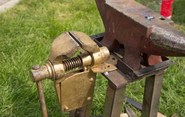 Blacksmith's tool. Hand-made antique tool for blacksmithing.