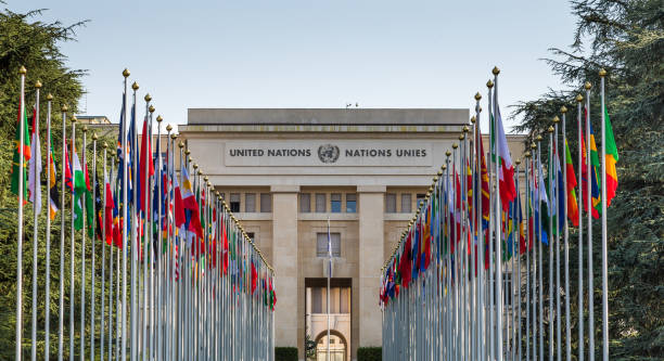 Headquarters of United Nations (UN) in Geneva, Switzerland stock photo