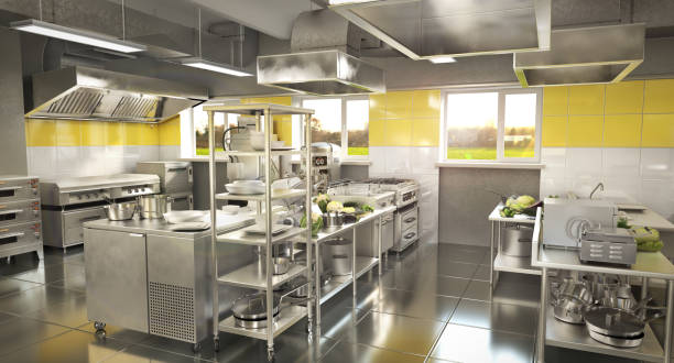 istock Industrial kitchen. Restaurant kitchen. 3d illustration 1169553874