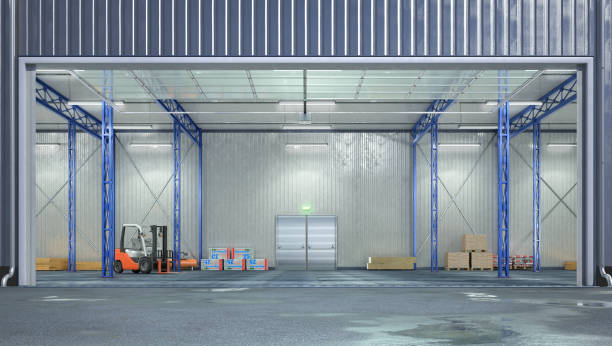 istock Hangar interior with glass gates. 3d illustration 1169555117