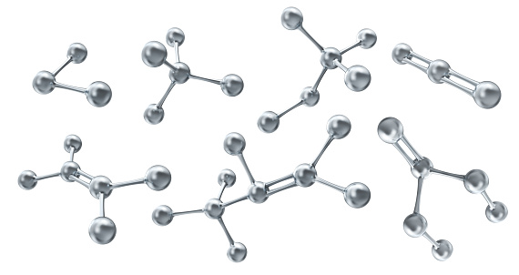 Set of different molecules on a white background. 3d illustration