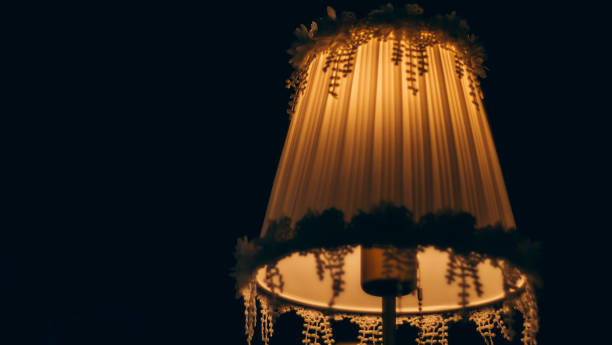 istock Vintage table lamp illuminated, Elegant Chandelier illuminated interior decoration 1169555298