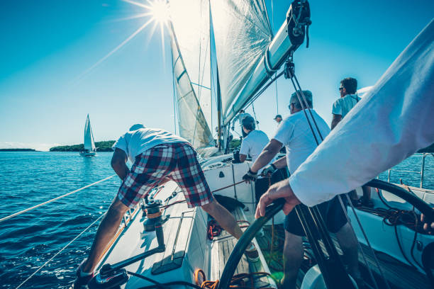 istock Sailing crew on sailboat on regatta 1169555603