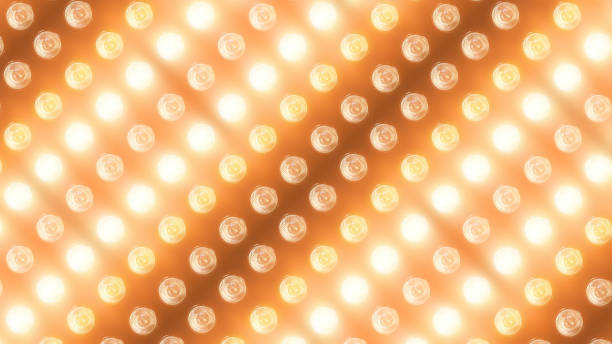 istock 3D rendering of a wall with flashing lights and bright spotlights 1169556799