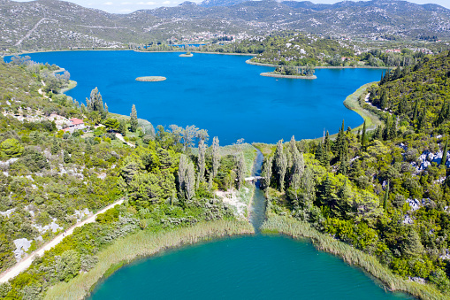 Bacina lakes, Croatia, aerial view