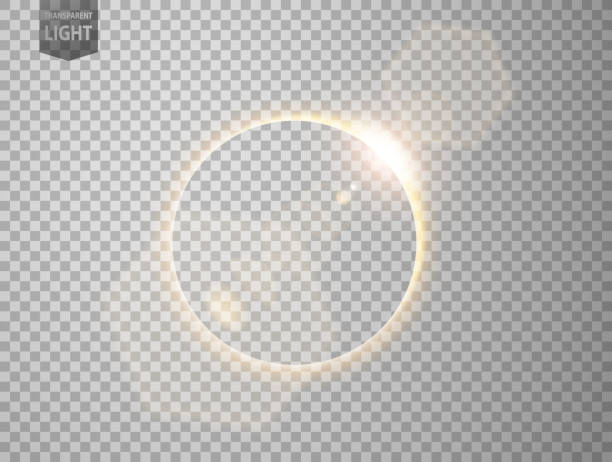 ilustrações de stock, clip art, desenhos animados e ícones de gold eclipse with lens flare. isolated on transparent background - eclipse