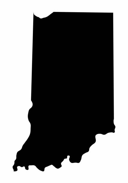 illustrazioni stock, clip art, cartoni animati e icone di tendenza di mappa della silhouette dello stato dell'indiana - indiana