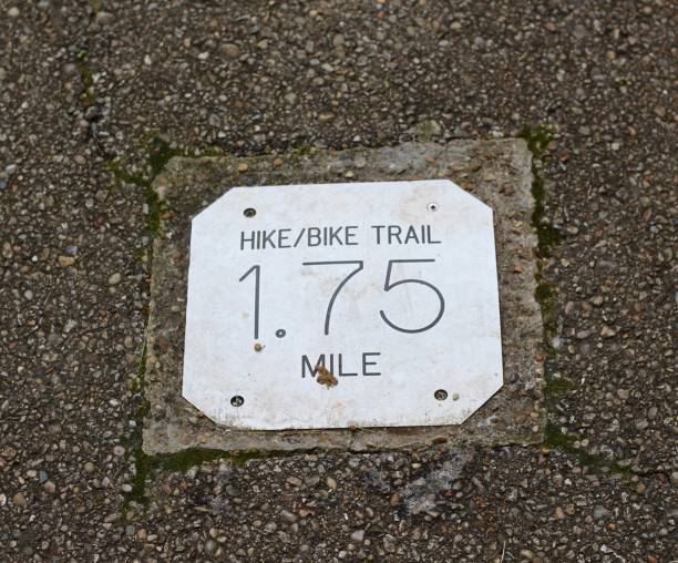 istock Metal Mile Marker on Pavement 1169568469