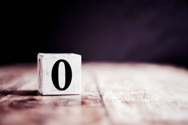 istock Number 0 isolated on dark background- 3D number zero isolated on vintage wooden table 1169570419
