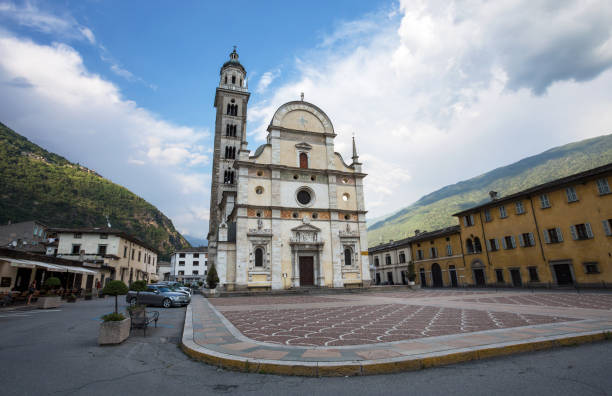 Sanctuary Madonna of Tirano, Sondrio province, Lombardy, Italy. stock photo
