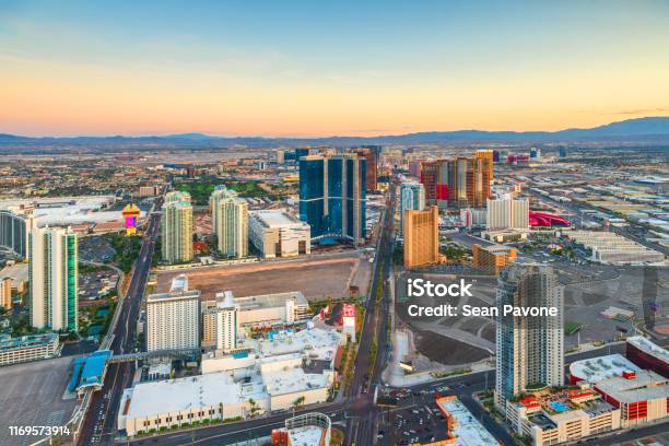 Las Vegas Nevada Usa Skyline Over The Strip Stock Photo - Download Image Now - Las Vegas, Boulevard, Urban Skyline