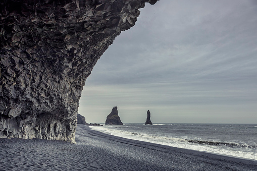 Reynisfjara is a world-famous black-sand beach found on the South Coast of Iceland, just beside the small fishing village of Vík í Mýrdal.