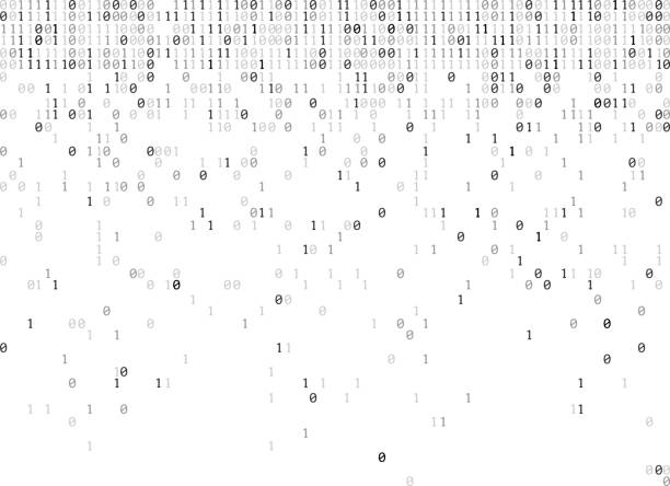 binary codes rain bw falling binary codes background security designs stock illustrations