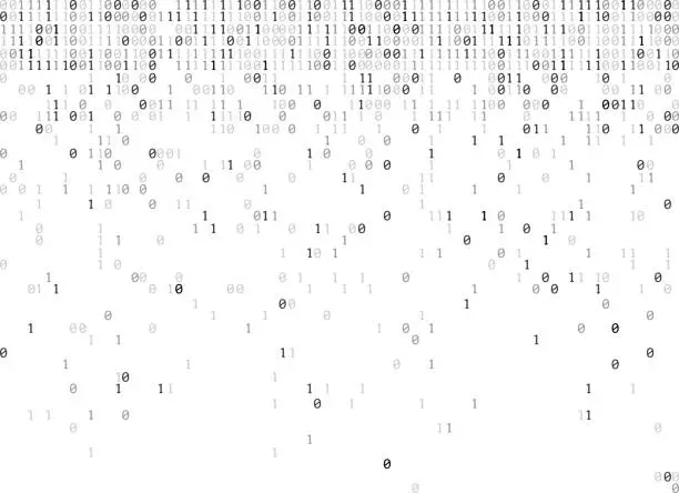 Vector illustration of binary codes rain bw