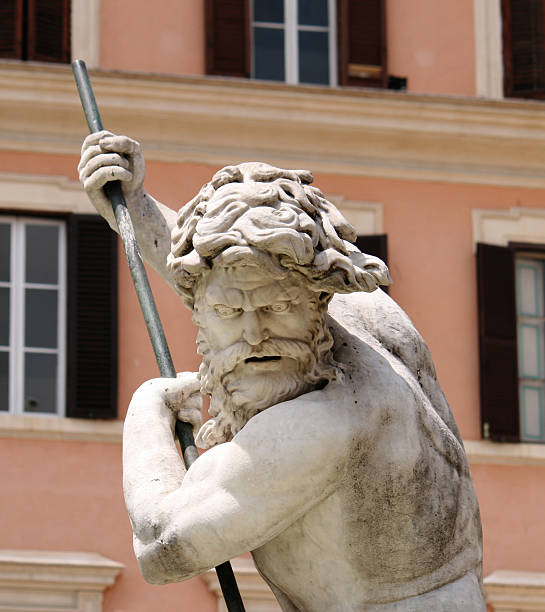 噴水で、ナヴォーナ広場、ローマ - italy rome neptune roman mythology ストックフォトと画像