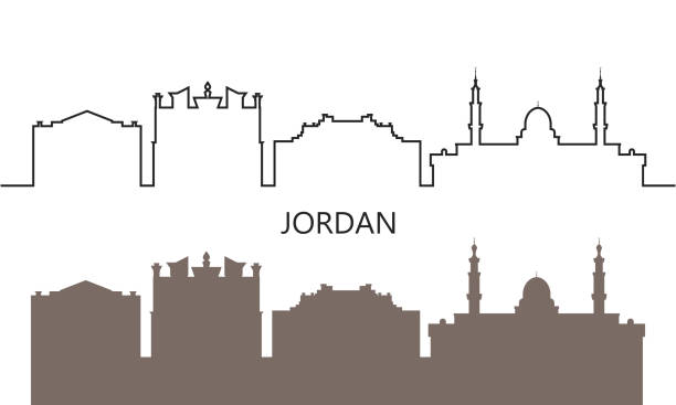 иордания. изолированная архитектура иордании на белом фоне - petra stock illustrations