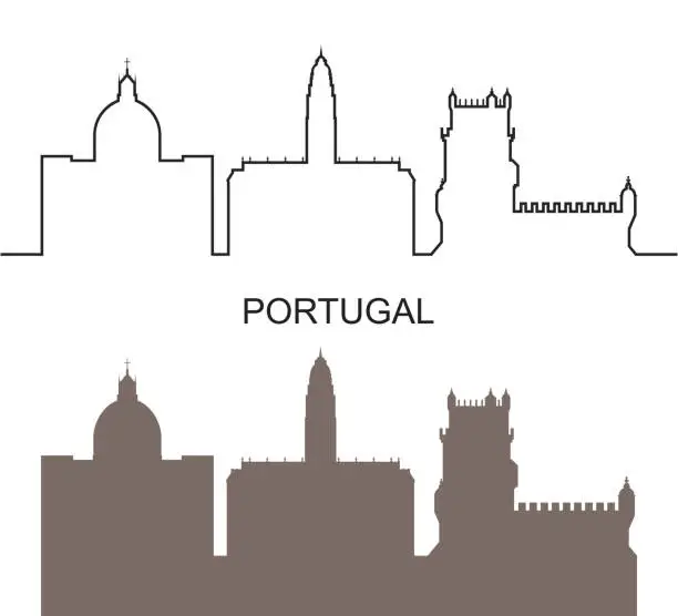 Vector illustration of Portugal. Isolated Portuguese architecture on white background