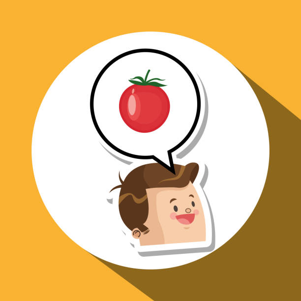 Healthy food design. organic food. natural product Healthy food concept with icon design, vector illustration 10 eps graphic. tomato face stock illustrations
