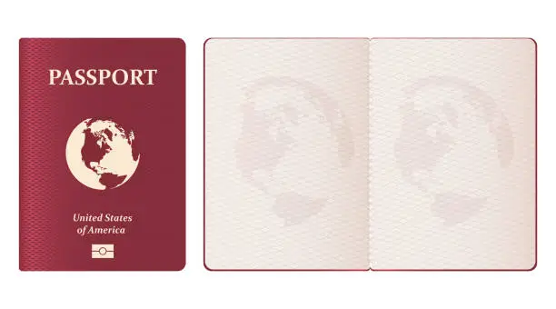 Vector illustration of Realistic passport vector design illustration isolated on white background