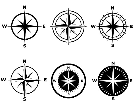 Compass icon seto isolated on white background