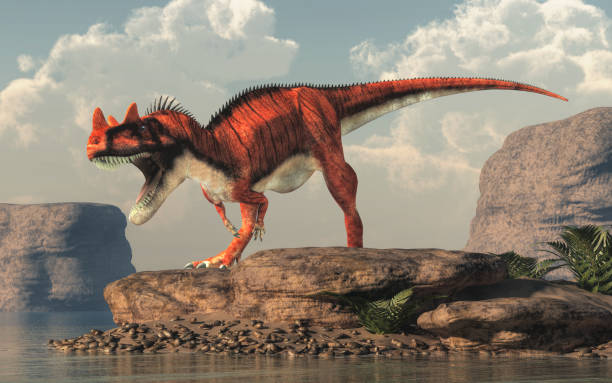 istock Ceratosaurus by an Arid Lake 1169594967