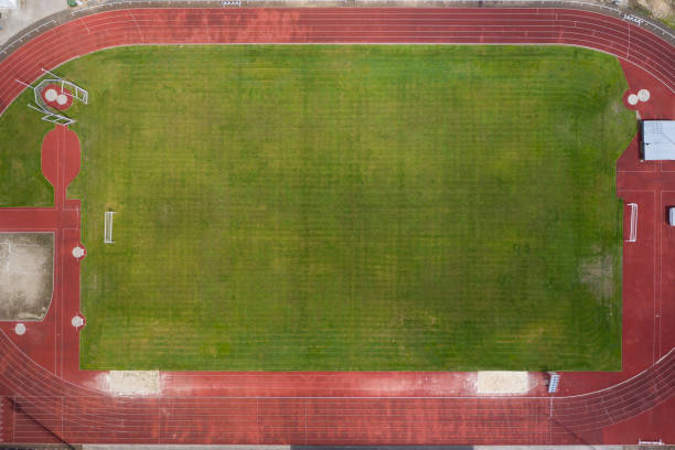 istock empty green rugby field, top view 1169595110