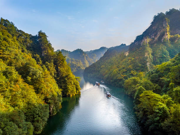 Arial view of Boating Lake, zhangjiajie nation park china, it a beautiful place for visit Boating Lake, zhangjiajie zhangjiajie stock pictures, royalty-free photos & images