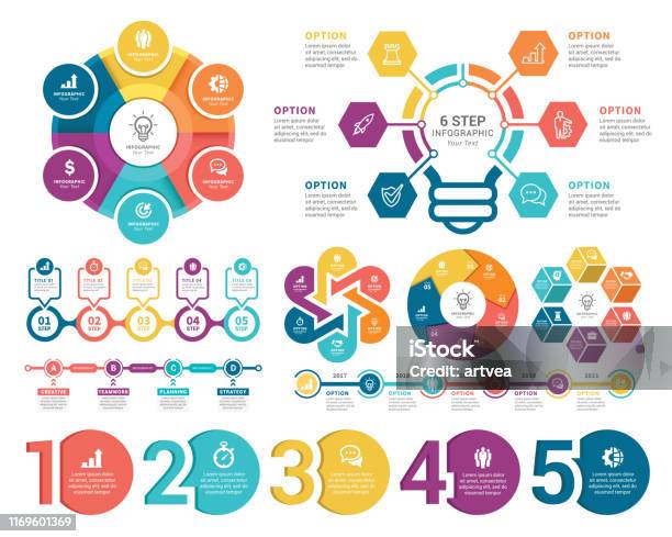 Infographic Elements Stock Illustration - Download Image Now - Infographic, Number 6, Circle