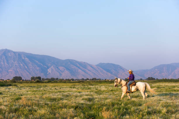 istock Cowgirl Roding her Horse 1169605545