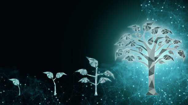 istock Background of business transformation innovation to digital disruption financial technology blockchain Cryptocurrency to future business financial investment, interest and growth using tree concept 1169615187