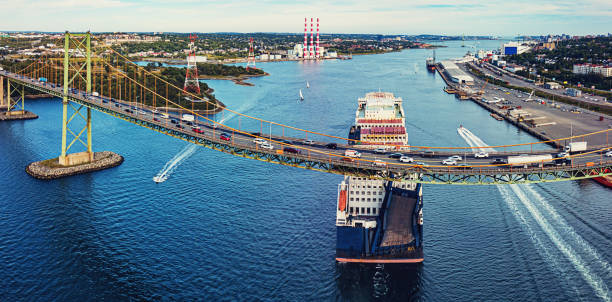 istock Aerial View of Container Ship 1169619079
