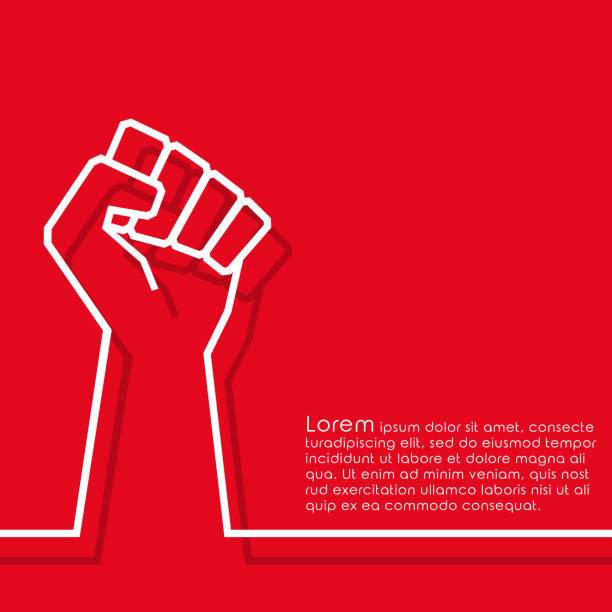 istock Raised fist minimal line design background for flyer, poster, brochure cover, typography or other printing products 1169621624