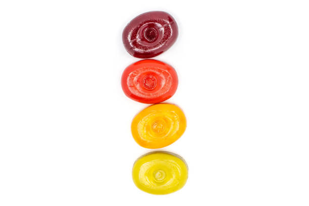 istock Colourful hard candy isolated on white 1169628841