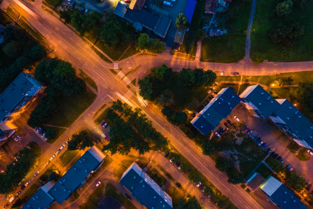 istock Flying over city area 1169629264