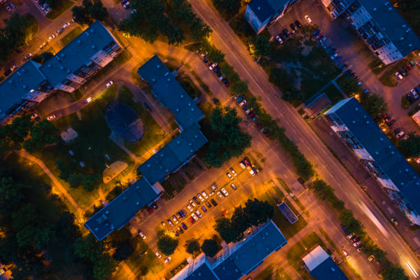 istock Flying over city area 1169629268
