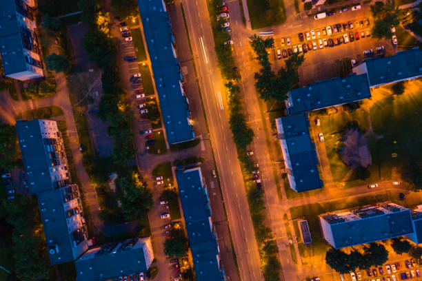 istock Flying over city area 1169629284