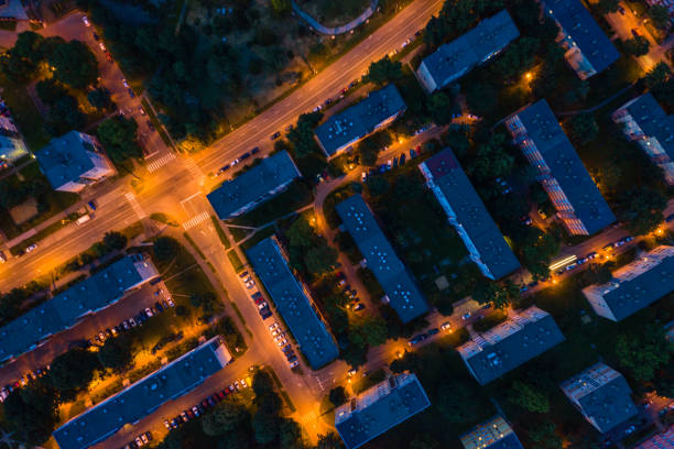 istock Flying over city area 1169629296
