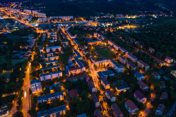 istock Flying over city area 1169629309