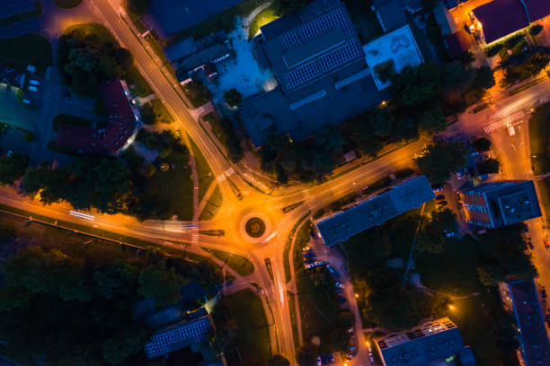 istock Flying over city area 1169629328