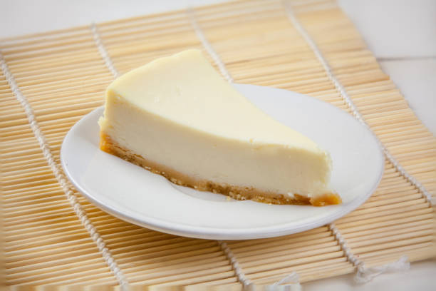istock classic cheesecake on white plate on  wooden table 1169637248