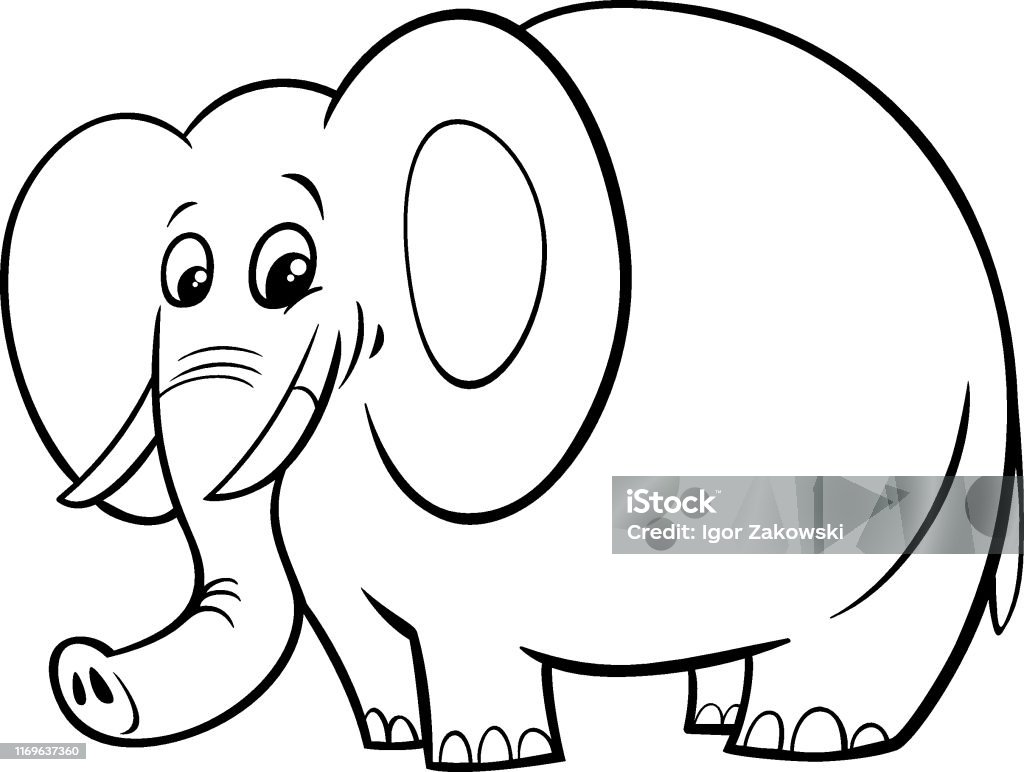 African Elephant Cartoon Character Color Book Stock Illustration - Download  Image Now - Coloring, Elephant, Animal - iStock