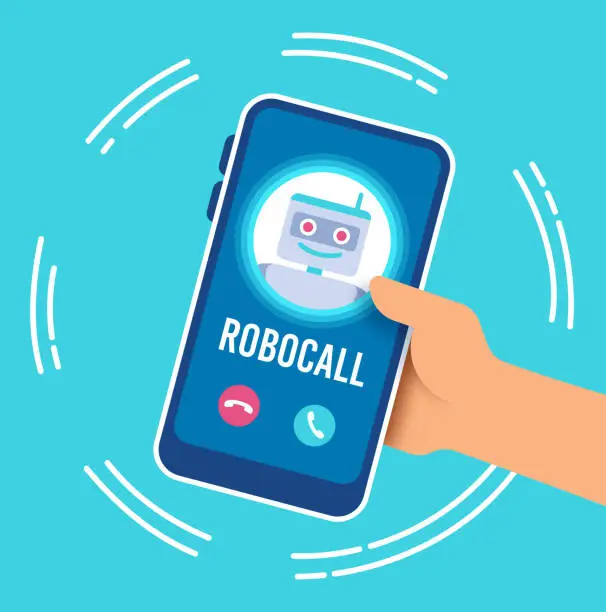 Vector illustration of Robocall Telephone Call