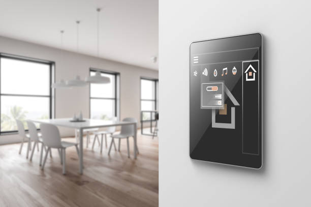 istock Smart home icons in dining room 1169642138