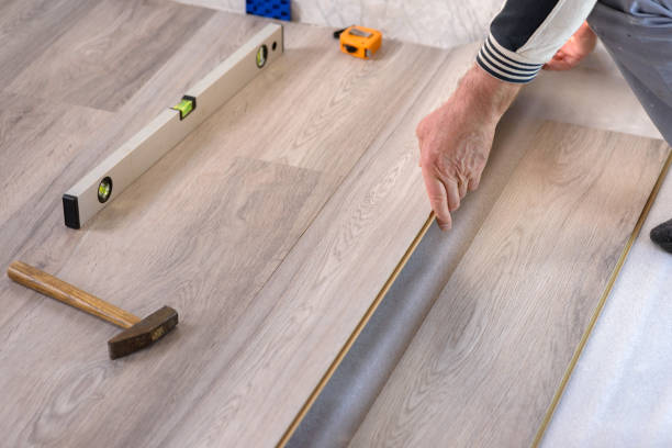 istock Laminate floor install, do it yourself at home 1169644325